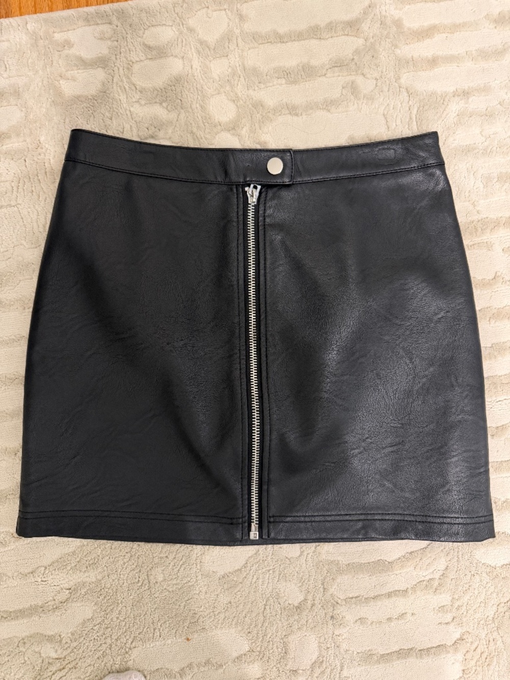 Topshop Black Leather Skirt